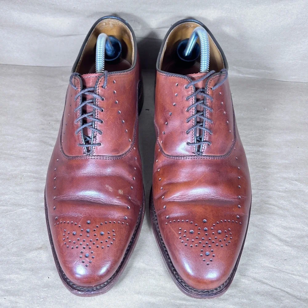 Allen Edmonds Waybridge Oxford Wingtip Men 9.5 Chestnut Brown Brogue Dress Shoes